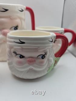 Vintage Josef Originals Santa Face, 4 Mugs With Pitcher. Made In Korea Vintage Josef Originals Santa Face, 4 Mugs With Pitcher. Made In Korea