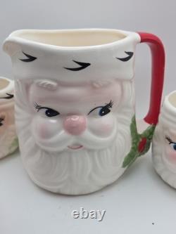 Vintage Josef Originals Santa Face, 4 Mugs With Pitcher. Made In Korea Vintage Josef Originals Santa Face, 4 Mugs With Pitcher. Made In Korea