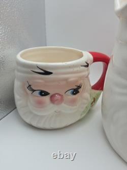 Vintage Josef Originals Santa Face, 4 Mugs With Pitcher. Made In Korea Vintage Josef Originals Santa Face, 4 Mugs With Pitcher. Made In Korea