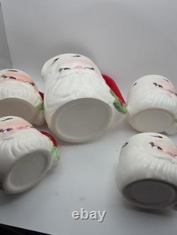 Vintage Josef Originals Santa Face, 4 Mugs With Pitcher. Made In Korea Vintage Josef Originals Santa Face, 4 Mugs With Pitcher. Made In Korea