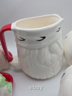 Vintage Josef Originals Santa Face, 4 Mugs With Pitcher. Made In Korea Vintage Josef Originals Santa Face, 4 Mugs With Pitcher. Made In Korea