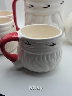 Vintage Josef Originals Santa Face, 4 Mugs With Pitcher. Made In Korea Vintage Josef Originals Santa Face, 4 Mugs With Pitcher. Made In Korea