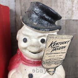 Vintage Kentucky Tavern Whiskey Paper Mache Snowman Christmas Advertising