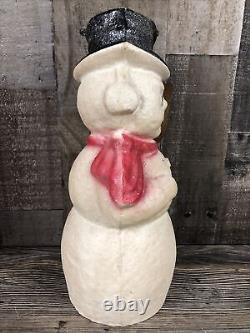 Vintage Kentucky Tavern Whiskey Paper Mache Snowman Christmas Advertising