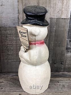 Vintage Kentucky Tavern Whiskey Paper Mache Snowman Christmas Advertising