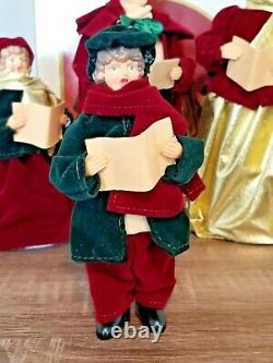 Vintage Kurt Adler Caroler Family Figurine Doll Set in Box & Christmas Ornament