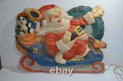 Vintage L. A. Goodman Vacuform Blow Mold Santa on Sleigh Cat NO 115 LO Christmas