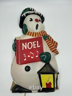 Vintage LA Goodman Frosty Snowman Lighted 50's Wall Hang Flat Back 20x11