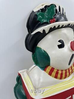 Vintage LA Goodman Frosty Snowman Lighted 50's Wall Hang Flat Back 20x11