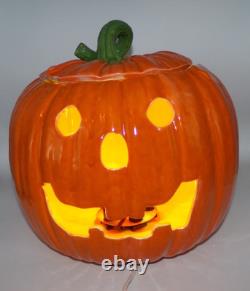 Vintage Large Ceramic Mold Lighted Pumpkin Jack OLantern Halloween Great Pumpkin
