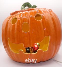 Vintage Large Ceramic Mold Lighted Pumpkin Jack OLantern Halloween Great Pumpkin