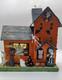 Vintage Large Halloween Putz House Orange Black Ghosts Trees Jol Bats Skeletons