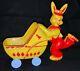 Vintage Large Rosbro Plastics Toy Easter Rabbit Pushing Buggy Candy Container