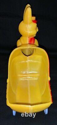 Vintage Large Rosbro Plastics Toy Easter Rabbit Pushing Buggy Candy Container