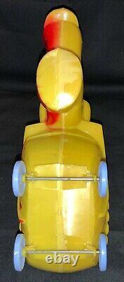 Vintage Large Rosbro Plastics Toy Easter Rabbit Pushing Buggy Candy Container