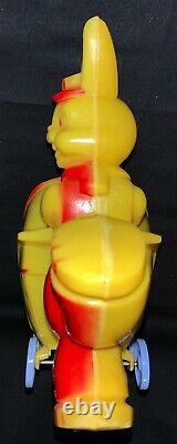 Vintage Large Rosbro Plastics Toy Easter Rabbit Pushing Buggy Candy Container