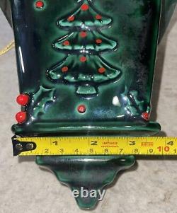 Vintage Lefton Christmas Holly Berry Lantern Hanging Decoration Green Ceramic