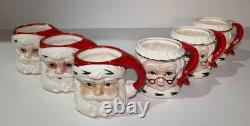 Vintage Lefton Christmas Mrs Claus & Santa Mugs Set Of 6 Holiday Decor