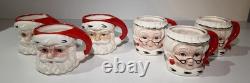 Vintage Lefton Christmas Mrs Claus & Santa Mugs Set Of 6 Holiday Decor
