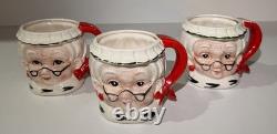 Vintage Lefton Christmas Mrs Claus & Santa Mugs Set Of 6 Holiday Decor