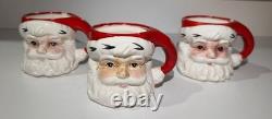 Vintage Lefton Christmas Mrs Claus & Santa Mugs Set Of 6 Holiday Decor