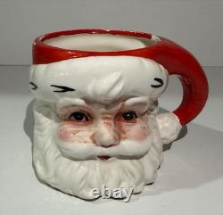 Vintage Lefton Christmas Mrs Claus & Santa Mugs Set Of 6 Holiday Decor