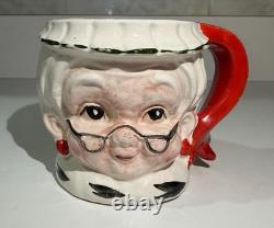 Vintage Lefton Christmas Mrs Claus & Santa Mugs Set Of 6 Holiday Decor