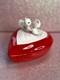 Vintage Lefton Love Birds Valentine's Day Trinket Heart Box Perfect Condition