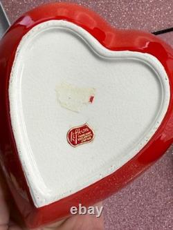 Vintage Lefton Love Birds Valentine's Day Trinket Heart Box Perfect condition