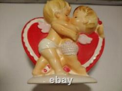 Vintage Lefton Valentine's Day Planter, Kissing Cupids, #2773