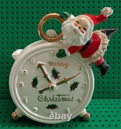 Vintage Lipper & Mann Spaghetti Santa on Painted Ceramic Christmas Clock Vintage Lipper & Mann Spaghetti Santa on Painted Ceramic Christmas Clock