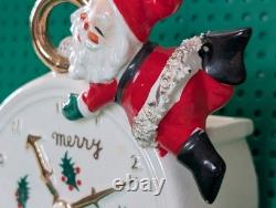 Vintage Lipper & Mann Spaghetti Santa on Painted Ceramic Christmas Clock Vintage Lipper & Mann Spaghetti Santa on Painted Ceramic Christmas Clock