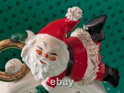 Vintage Lipper & Mann Spaghetti Santa on Painted Ceramic Christmas Clock Vintage Lipper & Mann Spaghetti Santa on Painted Ceramic Christmas Clock