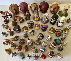 Vintage Lot 58 THANKSGIVING Hallmark Merry Miniatures Enesco Clay animal/turkeys