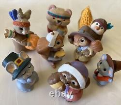 Vintage Lot 58 THANKSGIVING Hallmark Merry Miniatures Enesco Clay animal/turkeys