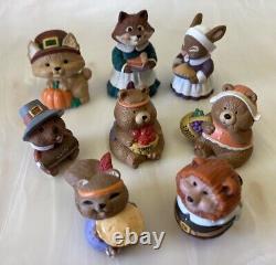 Vintage Lot 58 THANKSGIVING Hallmark Merry Miniatures Enesco Clay animal/turkeys