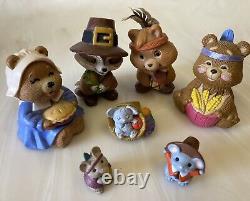 Vintage Lot 58 THANKSGIVING Hallmark Merry Miniatures Enesco Clay animal/turkeys