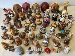 Vintage Lot 58 THANKSGIVING Hallmark Merry Miniatures Enesco Clay animal/turkeys