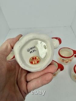 Vintage MCM Holt Howard Winking Santa Pitcher and 6 Mugs 1960 Marked Minty Withbox