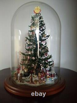 Vintage MCM large13Westrim Beaded LIGHTED Christmas Tree Decorated Glass Dome