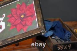 Vintage MERRY CHRISTMAS Holiday Sign Glass Metal Frame Decoration Decor