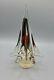 Vintage Murano Art Glass Christmas Tree 7-3/4 Red Green Gold