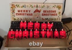 Vintage Merry Christmas Lighted Sign Flashing Hanging Mid Century Red Light Vintage Merry Christmas Lighted Sign Flashing Hanging Mid Century Red Light