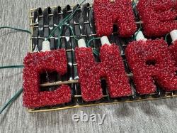 Vintage Merry Christmas Lighted Sign Flashing Hanging Mid Century Red Light Vintage Merry Christmas Lighted Sign Flashing Hanging Mid Century Red Light