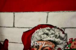Vintage Merry Christmas oversize Santa gift cinch top cloth sack bag with tag