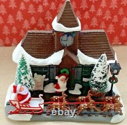 Vintage Mid Century Christmas Tree Santa Claus Train Station Assemblage Diorama