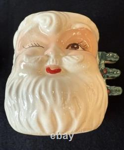 Vintage Mid-Century Winking Santa Mugs, Japan, 1950's, Rare Vintage Mid-Century Winking Santa Mugs, Japan, 1950's, Rare