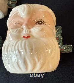 Vintage Mid-Century Winking Santa Mugs, Japan, 1950's, Rare Vintage Mid-Century Winking Santa Mugs, Japan, 1950's, Rare
