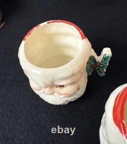 Vintage Mid-Century Winking Santa Mugs, Japan, 1950's, Rare Vintage Mid-Century Winking Santa Mugs, Japan, 1950's, Rare