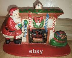 Vintage Midwest Importers Cast Iron Santa Fireplace Christmas Light Doorstop